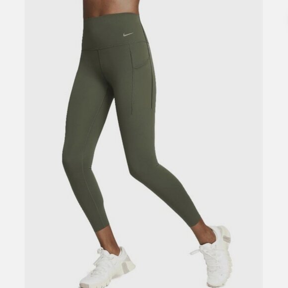 Nike Universa High Waisted 7/8 Leggings Size Small Olive Green - Picture 1 of 14